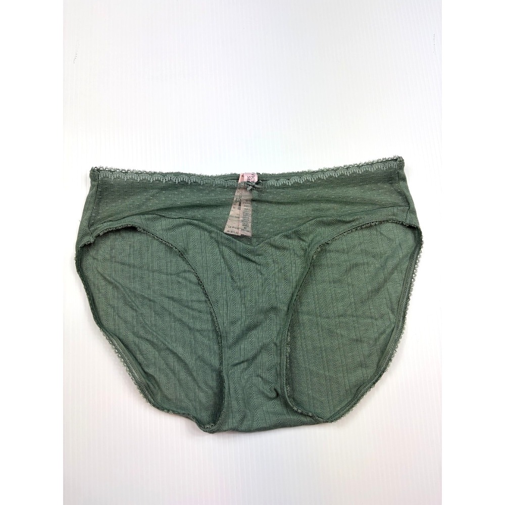 Victoria's Secret Med High-Leg Brief Panties 4 Pairs Sage Green Pointelle Lace